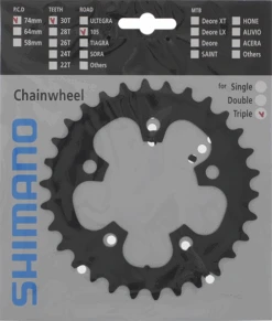 Shimano 105 5703 Triple Kettingbladen -BONTRAGER Verkoopwinkel shimano kettingblad 105 fc 5703 30t steek 74 10v zwart 4524667733713 0 l